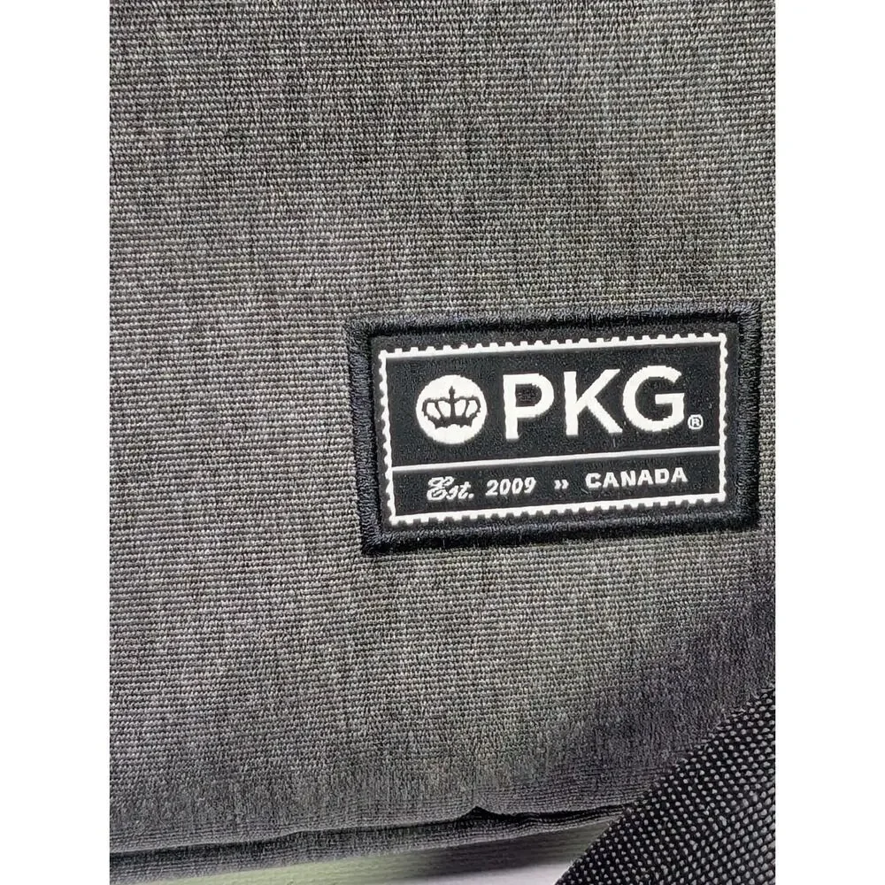 PKG Canada Laptop Messenger Bag Gray Tan Briefcase Shoulder Strap Travel Work
